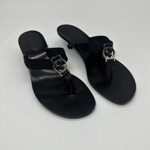 Authentic Gucci Black Lifford Thong Kitten Heel Sandals Women's Sz 8B